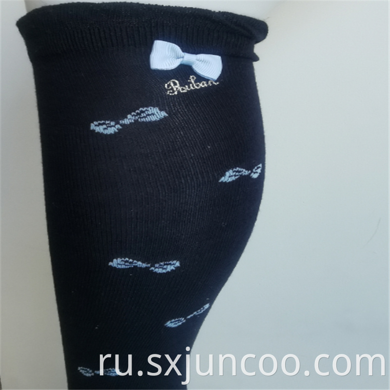 Girls Casual Knee High Black Quick Dry Print Socks